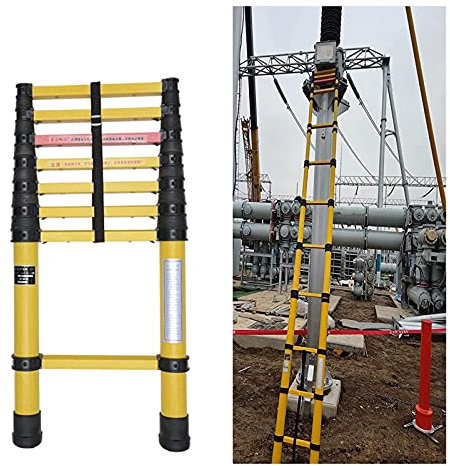 Teleskopleiter, Verlängerungsleiter, 6,5 ft/8,5 ft/10 ft/13 ft/16,5 ft Teleskop-Verlängerungsleiter, FiberglasProfessionelle IsolierungTeleskopausziehbare Leiter, verhindert elektrischen Schlag