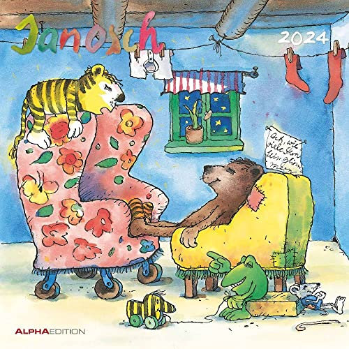 Janosch - Broschurkalender 2024 - Alpha Edition-Verlag - Kinderkalender mit Poster - Wandkalender mit Janoschs Illustrationen und Platz für Eintragungen - 30 cm x 30 cm (offen 30 cm x 60 cm)