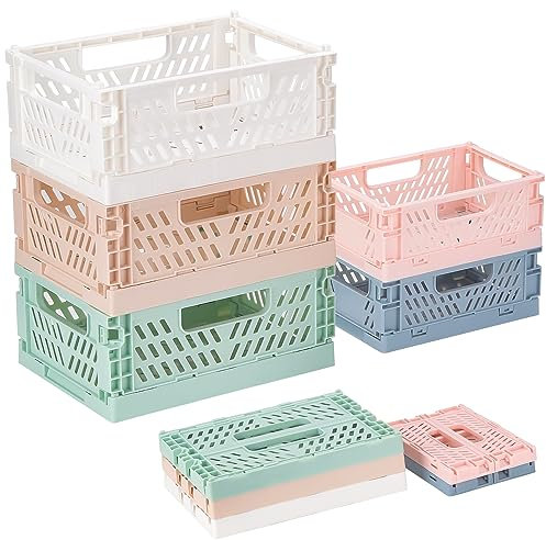 5 Stück Klappkiste Plastik Klappkorb, Klappkiste Klein(20*15*9cm) Mini klappbox(15*10*5.7cm)Tragbar Aufbewahrunskisten Bunt Stabil Faltbare Aufbewahrungskiste, für Zuhause, Büro, Geschäft, Schule