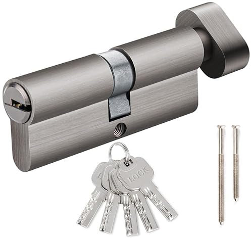 Hengsong Cylindre de Serrure à Bouton 40/40 - Serrure de Sécurité Pour Porte d'Entrée et Jardin