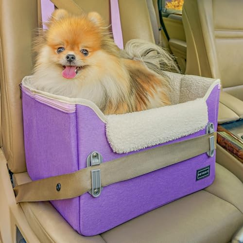 Petsfit Hunde Autositz für kleine Hunde, Stabiler & Sicherer Hundeautositz Hundesitz Auto Rückbank mit Sicherheitsgurt-Halteclip, Hundekorb Hundebett Auto mit waschbaren Plüschkissen