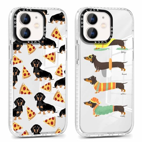 Xylota 2 Stück Transparent Handyhülle für iPhone 12/iPhone 12 Pro 6,1 Hülle,Durchsichtig Case mit Muster Niedlich Hund Mädchen Schutzhülle, Weich Silikon Dünn TPU Bumper Stoßfeste Cover für iPhone 12