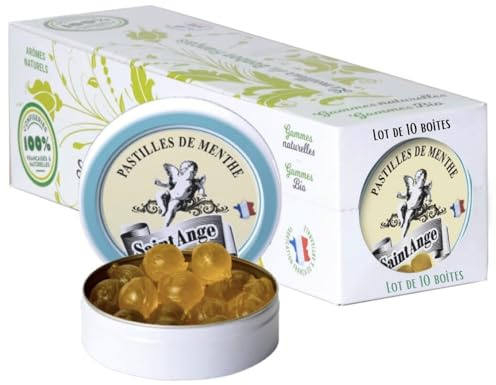 Lot de 10 boites Menthe | Pastilles Saint-Ange Bonbons Traditionnels 100% Français Menthe
