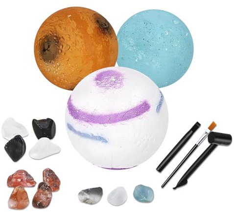 Fossilien Ausgrabungsset für Kinder, Dig Up Fossil Eggs, 11Edelsteine Set, Weltraum Planeten Kosmos Mineralogie Spielzeug, Kosmos Experimente, Geschenke für 6 7 8 9 10 12 Jungen und Mädchen