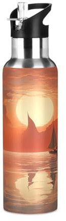 Waassud Borraccia termica in acciaio inox con cannuccia, per sport, bicicletta, 623,7 g