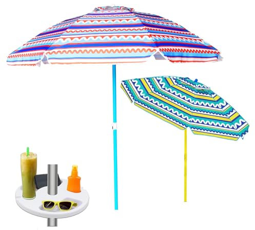 Maury's Ombrellone da Spiaggia Cool & Glam + Borsa Mare Porta Oggetti in Colorazione Assortita per una Protezione Solare Elegante e Resistente (Siracusa Assortito 2 Mt)