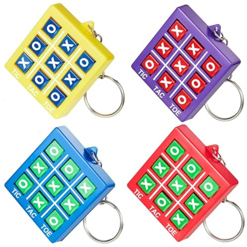 GNHG 4 Stück Tic Tac Toe Schlüsselanhänger, Kinder-Schlüsselanhänger, Kindergeburtstag mitgebsel