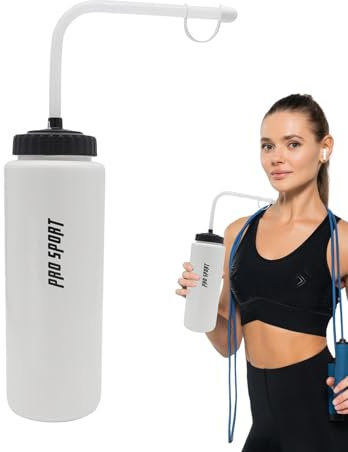 Senermter Spritzwasserflasche, zusammendrückbare Wasserflasche - Squeeze-Gießkanne 1 Liter | Box-Wasserflasche, Quetschgießkanne mit langem Strohhalm für Fitness, Radfahren, Laufen