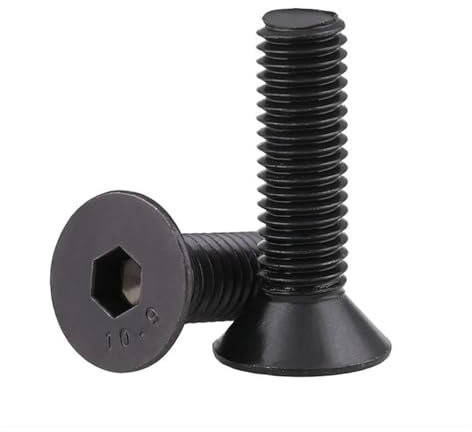 GWPOZGN Schwarze Senkkopfschraube mit Innensechskant der Güteklasse 12.9, DIN7991, hochfeste Flachkopfschraube mit Flacher Kappe, M2, M2,5M3, M4M5-M12(4mm,10PCS_M10)