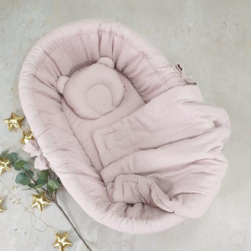 WIKLINOPOL IRENEUSZ ZYGMUNT WICKER WOOD BABY 2000 EU Bettwäsche-Set Gold 4-TLG. für Babys- & Kinder, Musselin Bettwäsche für Kinderbetten, Bettbezug mit Bettlacken, viele Farben (Gold fliederfarben)