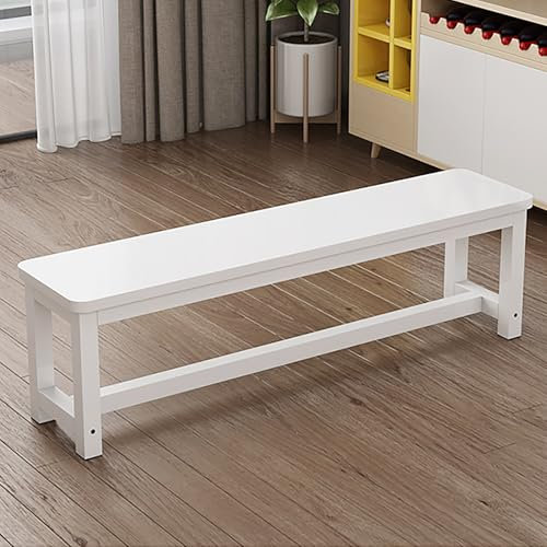 Banco de comedor de madera blanca con patas de metal, muebles de ahorro de espacio para entrada, cocina, dormitorio, jardín, casa de campo, pasillo y sala de estar, banco interior para comedor, 60 x