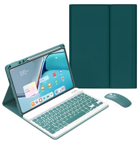 Funda con Teclado para Huawei Matepad 11.5S/11.5/Air 11.5, Contenerñ,Funda para Teclado Desmontable Inalámbrico con Soporte para Lápiz, Ratón para Tableta Recargable,Verde