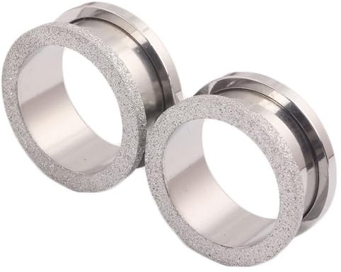 Tolldek 2 Stücke 14mm Tunnel Creole, Matte Hoop Ear Flesh Tunnel, Edelstahl Silber Ohrringe Rock für Frauen Piercing Schmuck