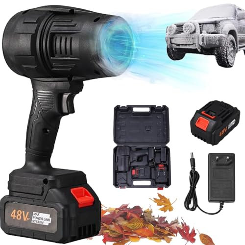 Turbo Jet Blower, Cordless Turbo Super Power Air Duster, Cordless Turbo Jet Blower, Storm Industries Jet Blower, for Car Dust Cleaning, Snow Removal, BBQ (Black)