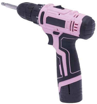 21-teiliges Rosa Akku-Bohrschrauber Set, 12V Elektrobohrer, 3/8 Schnellspannbohrfutter, Li-Ion Akku, zum Bohren von Holz/Metall, Frauen DIY Projekte