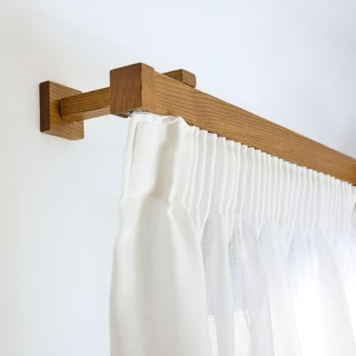 TENDAGGIMANIA Gardinenstange Deckenmontage/Wand Modern aus Holz Made in Italy-Größe 240 CM-FARBE ANPASSBAR- Gardinenstange Holz für den Innenbereich mit integrierter Schiene- ∅ 40 mm