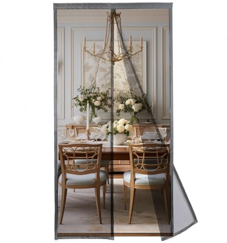 MAGICDOOR Fliegengitter Tür Magnet 190x205cm, Polyesterfaser Reine Farbe Insektenschutz Balkontür Mit Starkem Magneten Fliegenvorhang Terrassentür Ohne Bohren für Schlafzimmer Wohnzimmer-Grau