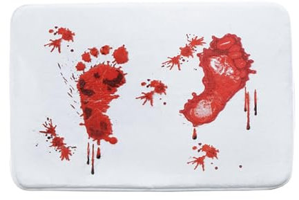 Jiimhte Tapis de Salle de Bain avec Pieds de Sang, Tapis de décoration d'halloween Sanglant, Tapis de Toilette antidérapant, Tapis de Bain Doux pour Les Taches d'eau et d'huile, Tapis de Douche