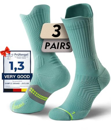 Juclise Chaussettes de course à pied à compression en viscose de bambou, évacuant l'humidité, anti-ampoules, pour la randonnée gym (FR/ES, Numérique, 38, 42, Taille normale, Taille normale, Mur vert)