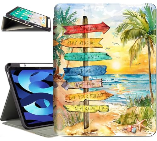 Vimorco for iPad 10th/ (A16) 11th Generation Case Beach Road Sign, for iPad Case 11th/10th Generation Support Touch ID, for iPadCover 11th/10th Gen Adjustable Angle, Auto Wake/Sleep, Seaside View