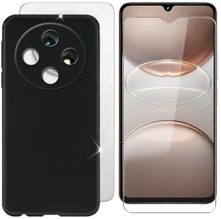 BUNALFaa Funda para Umidigi G100A (6.90) Teléfono + Cristal Templado, Capa Antigolpes y Antiarañazos Protector Silicona Funda Móvil para Umidigi G100A - Negro