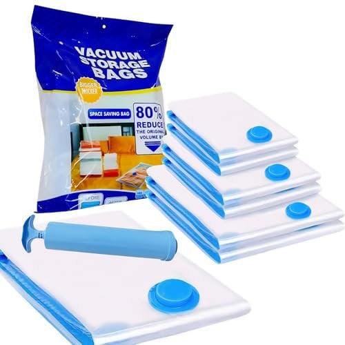 Vacuum Storage Bags, 7-Pack (1 Jumbo, 2 Large, 2 Medium,2 Small), Compression Seal for Closet Organization with Hand Pump for Travel,Reusable Space Saver