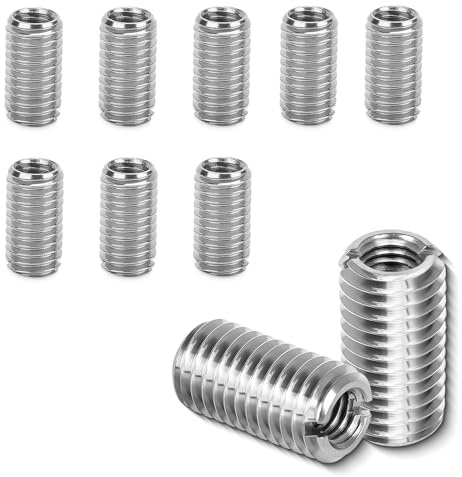 THXFUNAREA 10 Stück Gewindeeinsatz m8 auf m6 x 15mm,Gewindehülse Edelstahl Gewindeeinsatzschraube, Repair Tool Innengewinde Metrisch für Automobilen Dampfturbinen Mechanischen Geräten