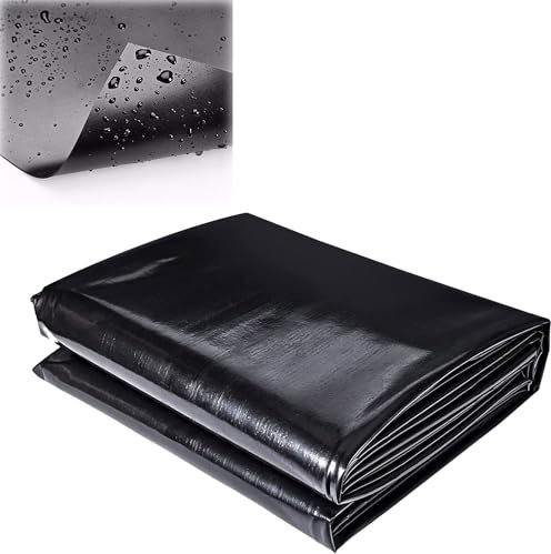 Revêtement de bassin en polyéthylène haute densité pour cascades de bassin koï, piscines extérieures – 10 x 10 m – Bâche noire pour bassin de jardin, 0,12 mm d'épaisseur – et imperméable (taille : 3 x
