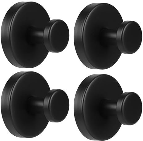 HZPZPP|Suction on Wall Wooks for Bathroom| Stainless Steel Waterproof Suction Hooks Without Drilling, Suitable for Bathroom Shower Towel Kitchen Glass Doors (4Pcs Black)
