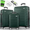tillvex® Set de 3 Valises de Voyage + Balance, 6 Sangles à Bagages et 3 étiquettes à Bagages | Lot de valises avec roulettes et TSA Lock | Sacs de Voyage à Coque Rigide M-L-XL (Vert armée)