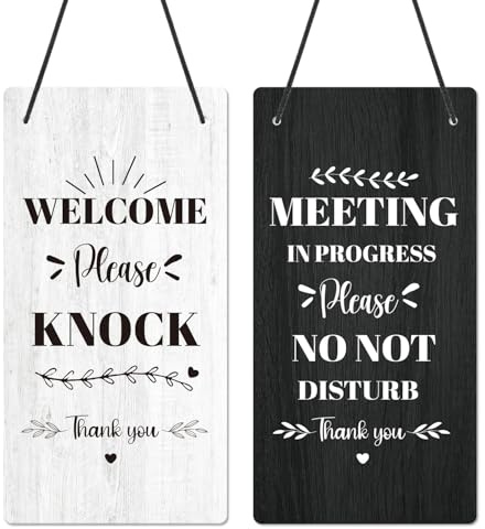Please Do Not Disturb Sign - Eiapadeor Double Sided Door Signs PVC Door Signs in Session Hanger Sign for Office Home Therapy Business Meeting Green Hanging Plaque Available Please Knock (style 4)