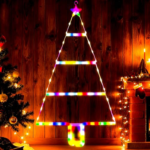 Luci Natale Esterno Batteria, LED Scaletta Luci Natale Batteria con Timer, 8 Modalità, Lu-ci per Scale Decorative Natalizie a LED, Adatte per Interni, Finestre, Alberi di Na-tale, Giardini