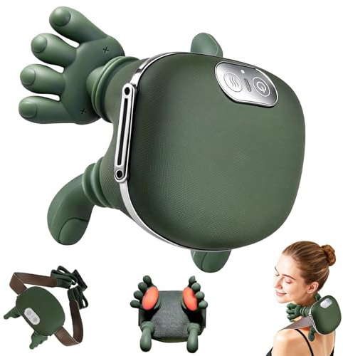 Massagegerät, 4D Nackenmassagegerät mit Wärme, USB Elektrische Schultermassagegerät 3 Modi & 2 Heizstufen, Tragbares Nacken und Schulter Shiatsu Massagegerät für Zuhause, Büro, Reise(B)