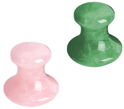 GOOHOCHY 2 Stück Gua Sha Massage Steine aus Rosenquarz und Ostindischem Achat Handpolierte Scraping Boards für Gesicht Rücken und Nacken Kompakt Tragbar Sanfte Muskelentspannung und