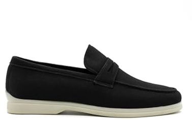 Xposed Men’s Black Faux Suede Penny Loafers Lightweight Slip-On Smart Casual Summer Shoes [PVC-V832-BLACK-45]