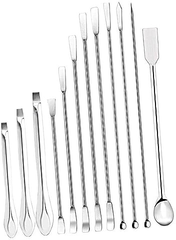 Haofy 12Pcs Durable Laboratory Spatula Stainless Steel Sampling Scoop for Pharmaceutical Laboratories and Home