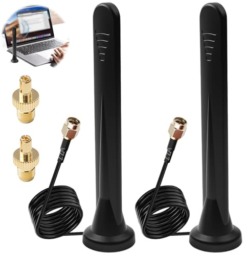 Antenna WiFi, 5G, 4G, 2 pezzi, antenna WiFi per interni ed esterni, 5G, 4G, LTE, 15dBi, omnidirezionale, con base magnetica, amplificatore di segnale, per router, WiFi, modem, fotocamera, connettori