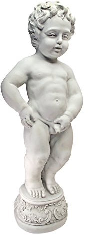 Design Toscano Manneken Pis, statua del Bambino che fa la pipì Decorazione da giardino con fontana d'acqua Giochi d'acqua , poliresina, pietra antica, 68,5 cm
