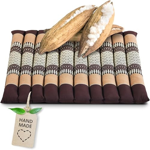 livasia Sitzkissen Stuhlauflage groß - 50x50x4,5cm - Bodenkissen gesteppt Indoor/Outdoor, Meditationskissen Yogakissen, Stuhlauflage Palettenmöbel, Steppkissen Stuhl und Bank (Braun)