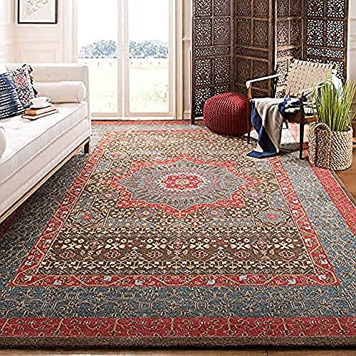 SAFAVIEH Traditionell Teppich für Wohnzimmer, Esszimmer, Schlafzimmer - Mahal Collection, Kurzer Flor, Marineblau und Rot, 201 X 279 cm