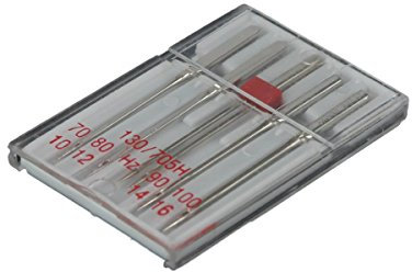 Gritzner 5X Nadeln (System 130/705H) für Nähmaschinen, Nähnadeln, Nähmaschinennadeln in Hartplastikbox (1x Zwillingsnadel, 1x Stärke 70, 1x Stärke 80, 1x Stärke 90, 1x Stärke 100)