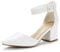 DREAM PAIRS Womens Low Mid Block Heels Mary Jane Ladies Ankle Strap Court Shoes Sandals Annee White Pu Size 7 US/ 5 UK