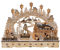 Dekohelden24 LED Holz Schwibbogen mit bewegter Weihnachtspyramide, Motiv: Schneemänner, L/B/H ca. 45 x 12 x 35 cm, für Batterie- oder Adapterbetrieb.
