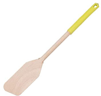 Fackelmann 0905150 Spatule en bois avec manche en silicone coloré, spatule en bois, spatule de cuisine, spatule, Bois, Silicone, Gris, Moutarde, Vert, Rouge, Kaki, 34 cm