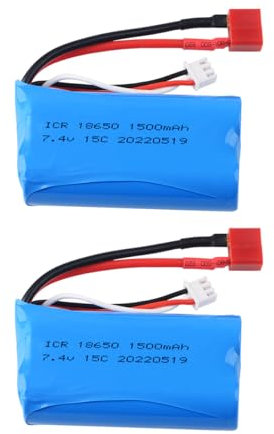 HHZ 2 pcs 7.4V 1500Mah T Plug li-on Battery for Wltoys 12428 12423 RC Toy Car