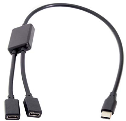 cablecc 30 cm Typ-C auf Dual-Ports, USB-C-Buchse, Hub-Kabel für Laptop, PC, Maus und Flash-Disk