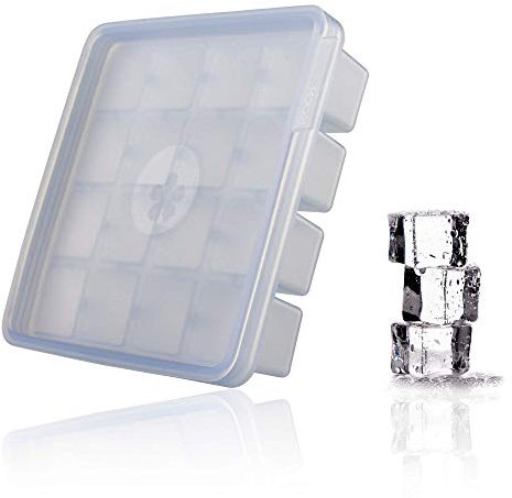 Kochblume Eiswürfelform | großer Silikon Eiswürfelbehälter mit Deckel, BPA-Frei und stapelbar (Eisblau)