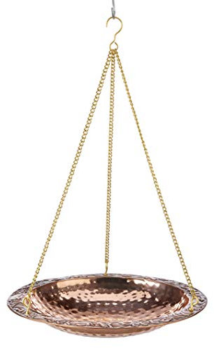 Good Directions Vogeltränke aus reinem Kupfer, zum Aufhängen, 34,3 cm Durchmesser, mit Messingkette, Vogelfutterstation