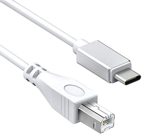 Tipo C a USB B Midi Cable 1M Blanco,USB C a USB MIDI Compatible con Samsung, Huawei, MacBook para Conectar con Controlador Midi, Teclado Midi, Grabación de Interfaz de Audio y Más