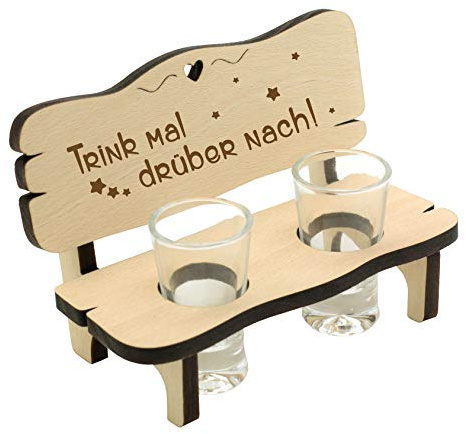 Spruchreif · Schnapsbank mit Gravur · Schnapsbank aus Holz · Schnapslatte mit 2 Gläsern · Geschenke für Freundin · Geschenke für Frauen · Männergeschenke